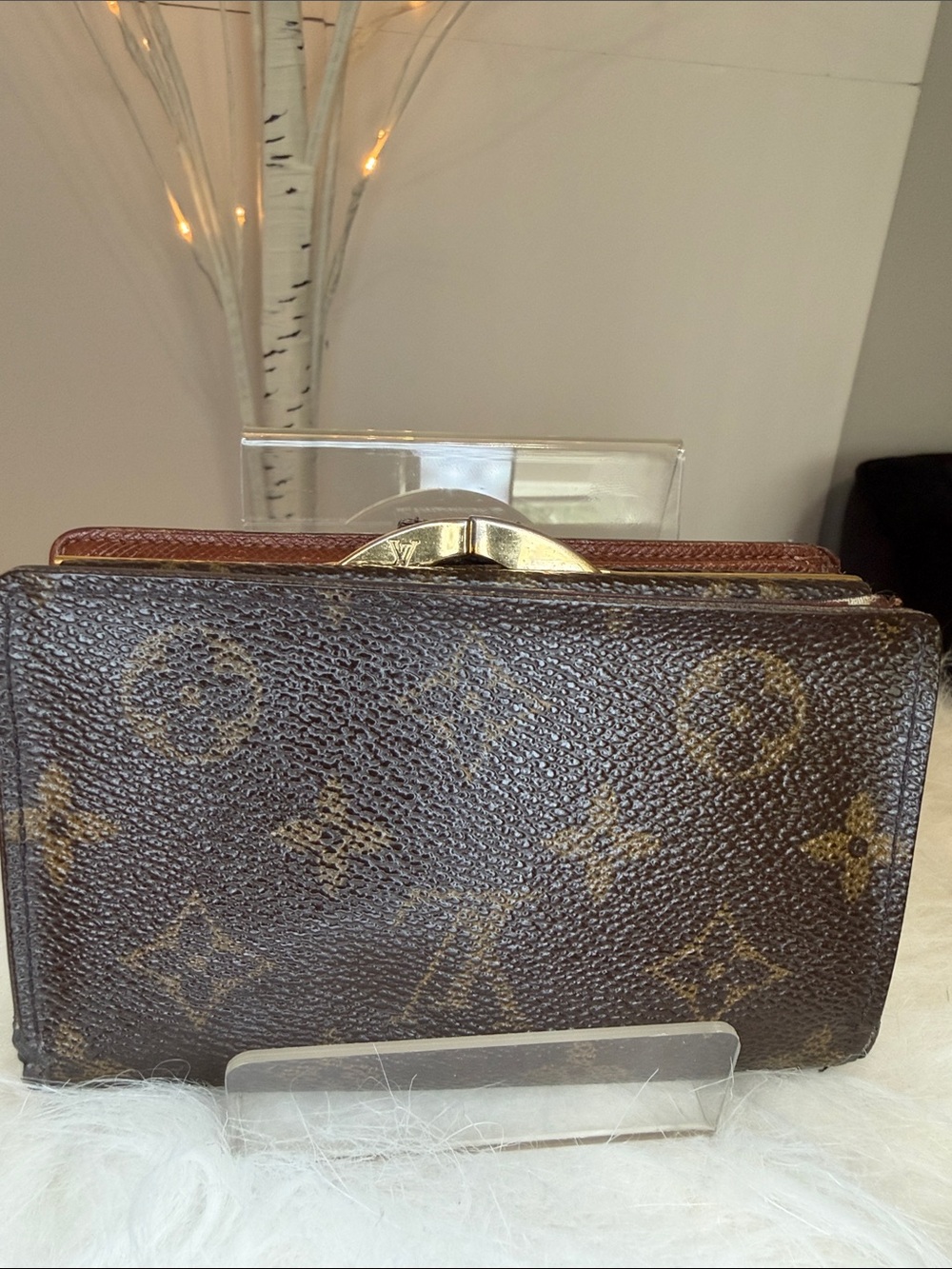 Louis Vuitton GUC kisslock vintage wallet 4 card slots bill area&coin area